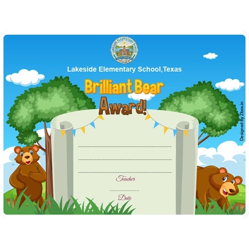 Brilliant Bear Classroom Award Certificate